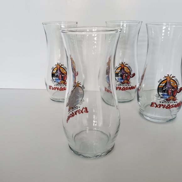 Tall Smoothies Drinking Glasses Vtg LIBBEY Red Lobster Novelty Tiki Barware 4pcs - Picture 4 of 7